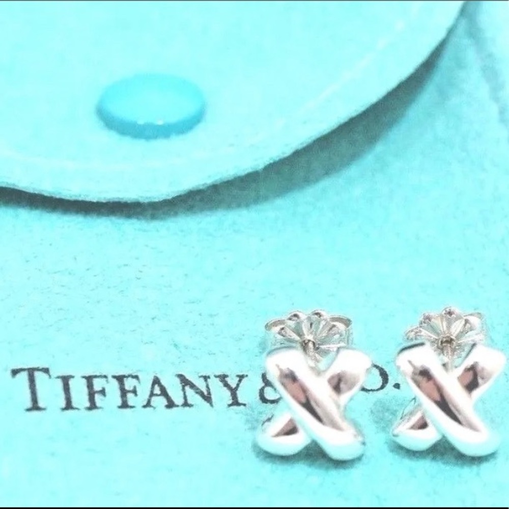 Authentic pair of Tiffany & Co. Cross Signature X stud earrings (no back posts)